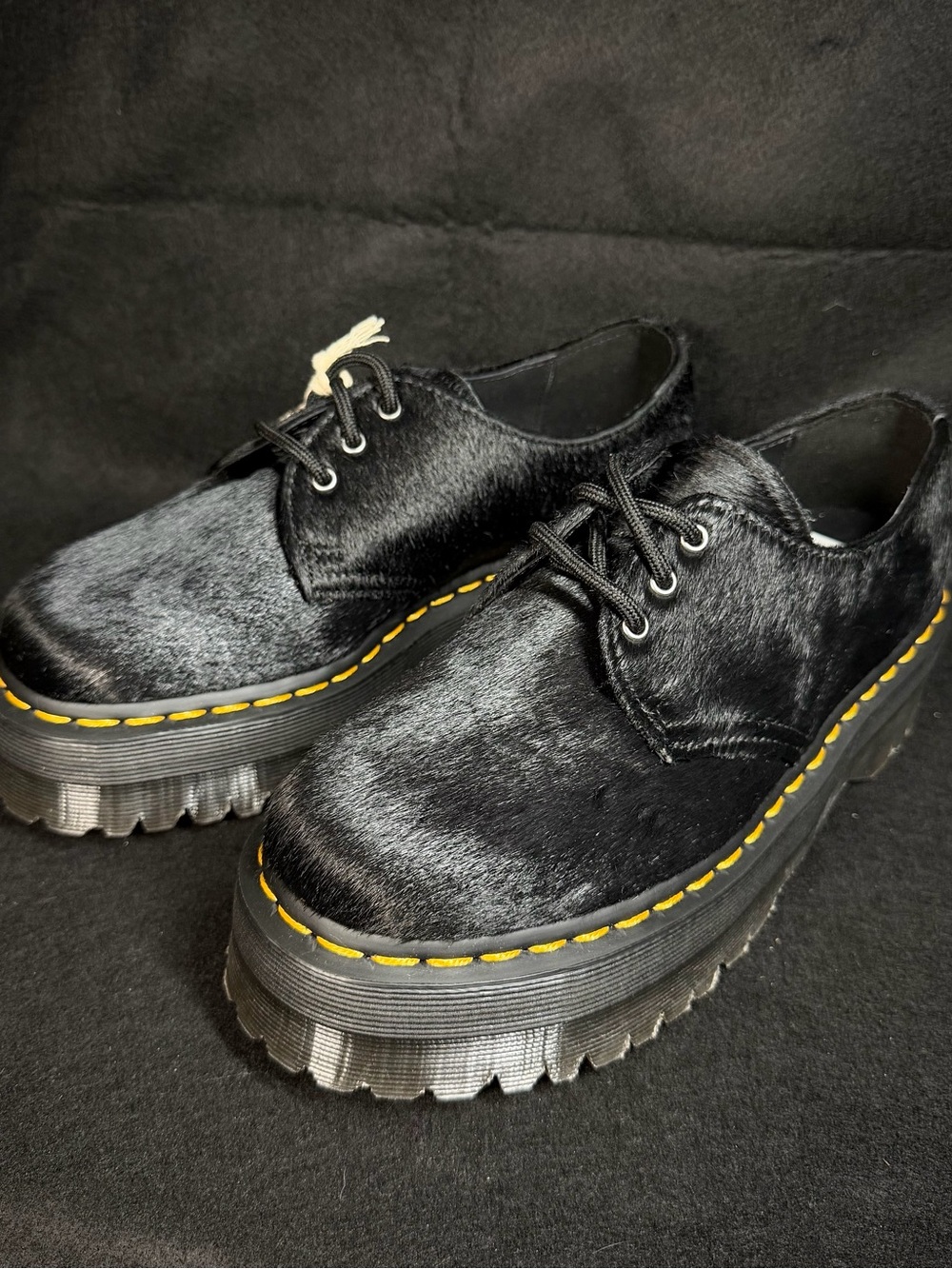 Dr. Martens 1461 Quad Hair-On Platform Shoes | Sz 6
